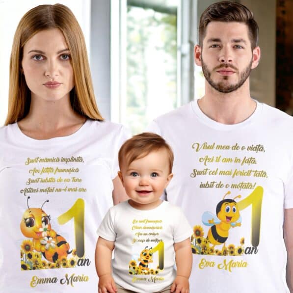 memoriesgifts set tricouri Yellow bee